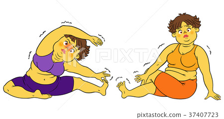 Chattery women playing diet yoga Chattery women playing diet yoga 37407723
