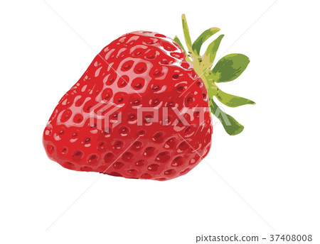vector Strawberry with leaves isolated on white 37408008