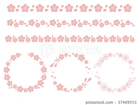 Sakura line frame single color pink - Stock Illustration [37409553] - PIXTA