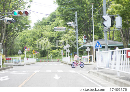 Girl practicing a bicycle Girl practicing a bicycle 37409876