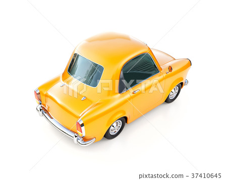 funny yellow cartoon retro car isolated on white funny yellow cartoon retro car isolated on white 37410645