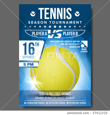 Tennis Poster Vector. Banner Advertising. A4 Size Tennis Poster Vector. Banner Advertising. A4 Size 37412310
