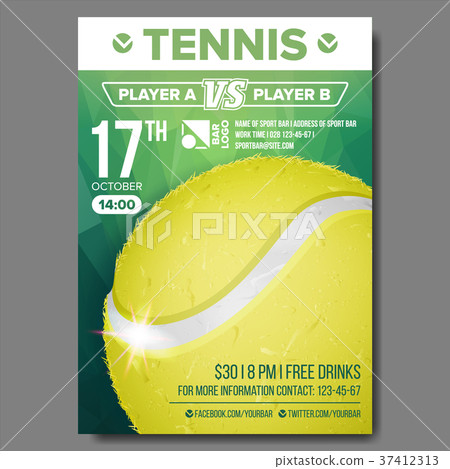 Tennis Poster Vector. Sport Event Announcement Tennis Poster Vector. Sport Event Announcement 37412313