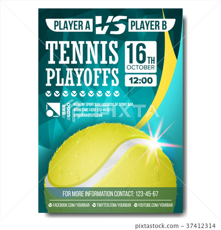 Tennis Poster Vector. Design For Sport Bar 37412314