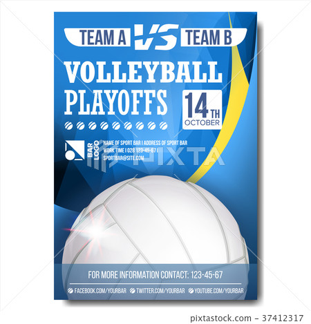 Volleyball Poster Vector. Design For Sport Bar 37412317