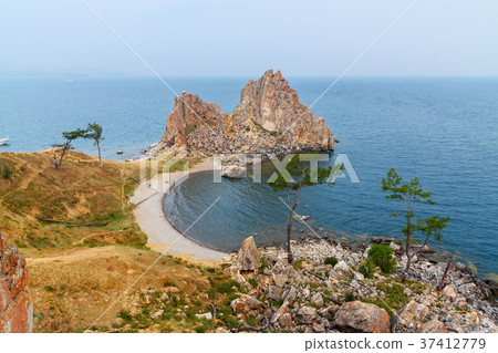 Shaman Rock in early morning. Lake Baikal. Olkhon 37412779