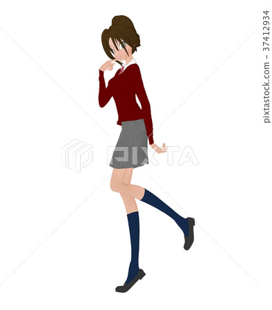 構成prtmong 2DCG插圖素材的女學生 構成prtmong 2DCG插圖素材的女學生 37412934