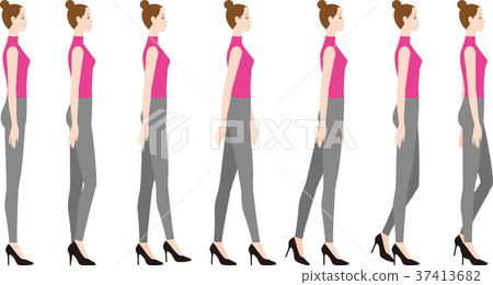 Woman wearing high heels How to walk slowly 37413682