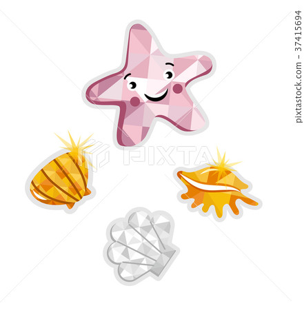 Starfish and shell isolated vector icon Starfish and shell isolated vector icon 37415694