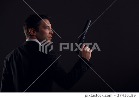 Photo of gangster man with gun 37416189