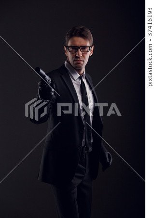 Picture of gangster man wearing glasses and 37416193