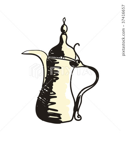 Eastern coffee pot hand drawn icon 37416657