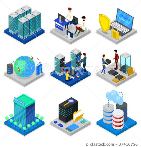 Data centre isometric 3D set 37416756