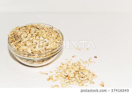 in a glass dish of cereal, the concept of healthy in a glass dish of cereal, the concept of healthy 37416849
