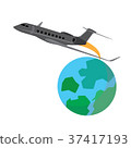 Airplane flying around the globe 37417193