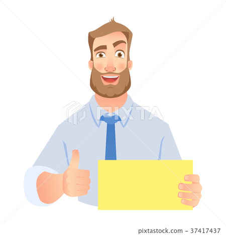 Businessman holding blank sign Businessman holding blank sign 37417437