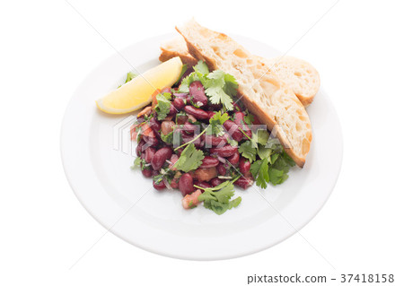 lobio on a plate on a white background lobio on a plate on a white background 37418158