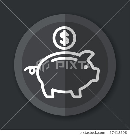 piggy bank gray icon flat concept 37418298