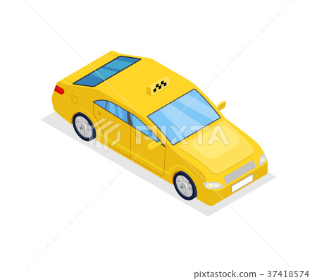 Yellow taxi car isolated isometric 3D icon 37418574