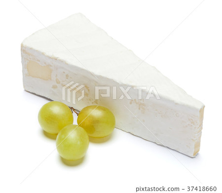 Piece of brie or camambert cheese on a white Piece of brie or camambert cheese on a white 37418660