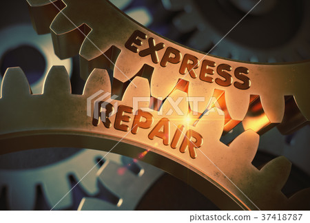 Express Repair Concept. Golden Cog Gears. 3D 37418787