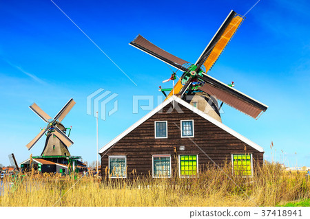 Windmill in Zaanse Schans, Netherlands 37418941