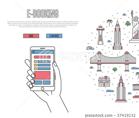 Online tickets ordering poster in linear style 37419132