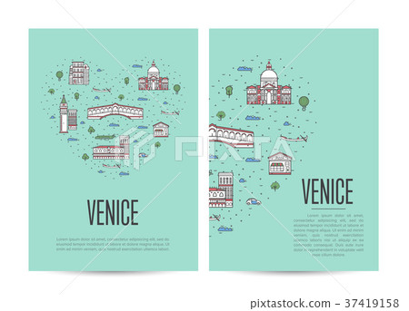 Venice travel tour booklet set in linear style 37419158