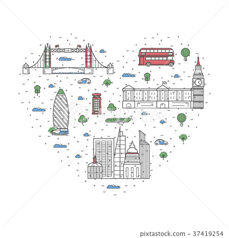 I love London poster in linear style 37419254