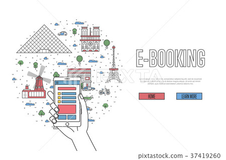 E-booking poster in linear style 37419260