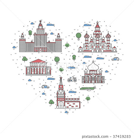 I love Moscow poster in linear style 37419283
