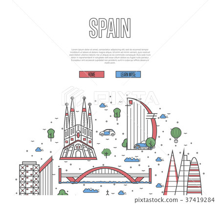 Spain travel tour poster in linear style 37419284