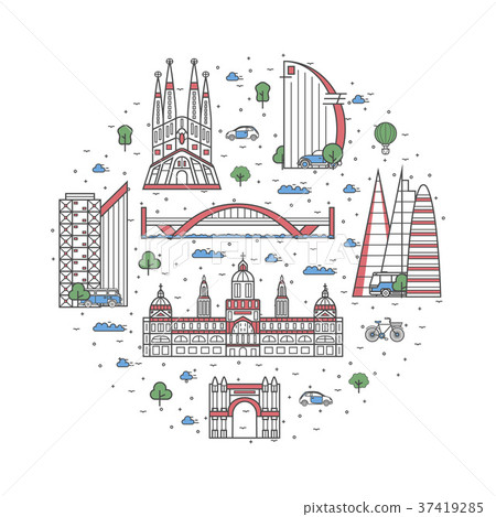 Spain travel poster in linear style 37419285