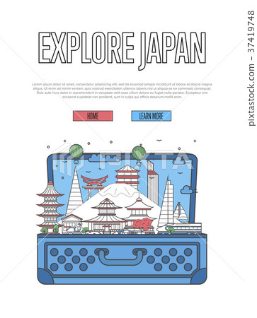 Explore Japan poster with open suitcase Explore Japan poster with open suitcase 37419748
