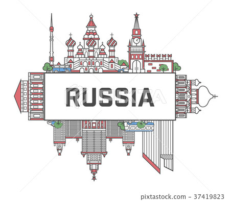 Travel Russia poster in linear style Travel Russia poster in linear style 37419823
