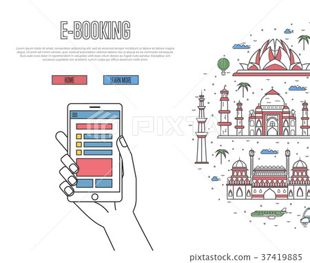 Online tickets ordering poster in linear style 37419885