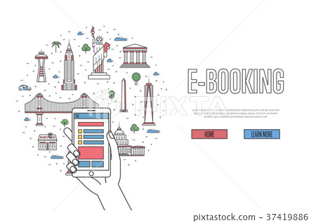 E-booking poster in linear style 37419886