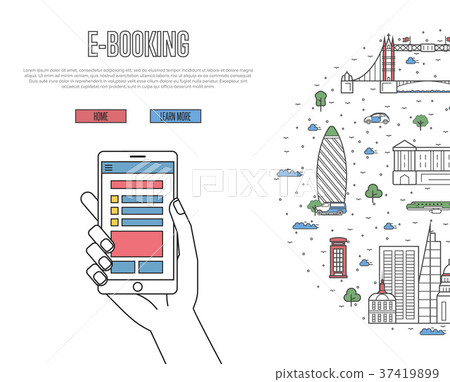 Online tickets ordering poster in linear style Online tickets ordering poster in linear style 37419899