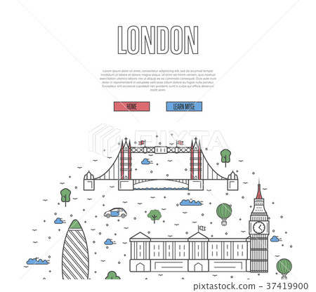 London travel tour poster in linear style London travel tour poster in linear style 37419900
