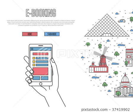Online tickets ordering poster in linear style 37419902