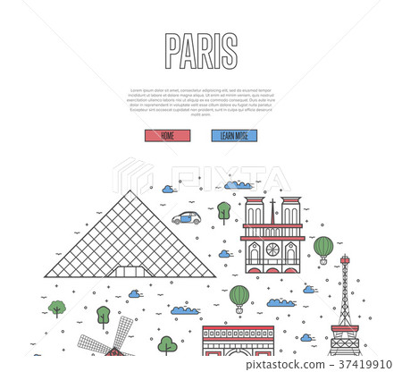 France travel tour poster in linear style 37419910