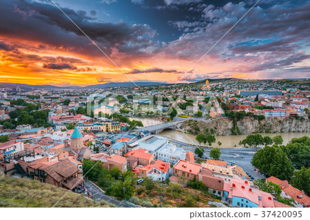 Tbilisi, Georgiai. Colorful Sunset. Summer Tbilisi, Georgiai. Colorful Sunset. Summer 37420095