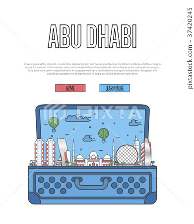 Abu Dhabi city poster with open suitcase Abu Dhabi city poster with open suitcase 37420245