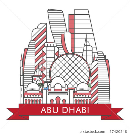 Travel Abu Dhabi poster in linear style Travel Abu Dhabi poster in linear style 37420248