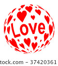 Sphere formed of red hearts 37420361