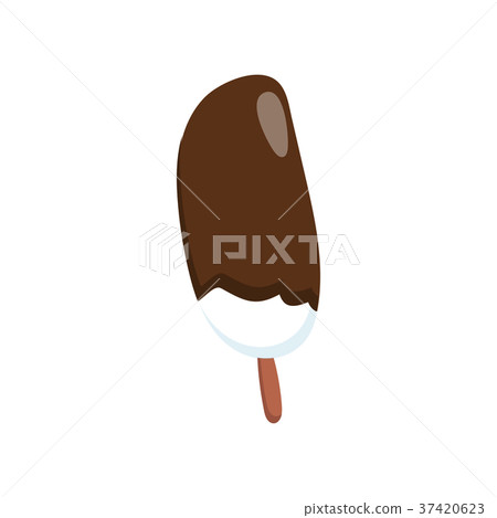 Chocolate ice cream on wooden stick cartoon vector 37420623