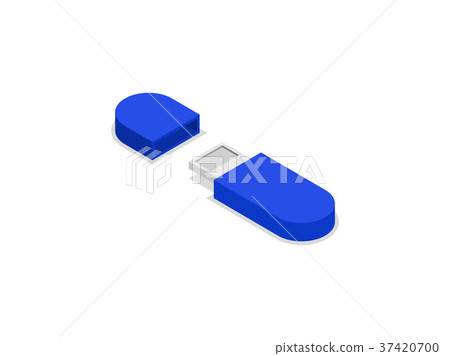 Blue usb drive isometric 3D icon Blue usb drive isometric 3D icon 37420700