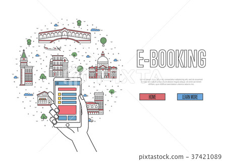 E-booking poster in linear style 37421089