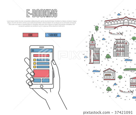 Online tickets ordering poster in linear style 37421091