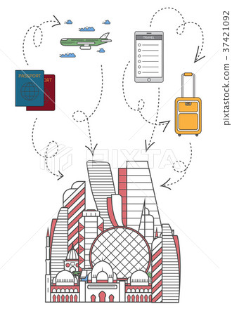 Welcome to Abu Dhabi poster in linear style 37421092